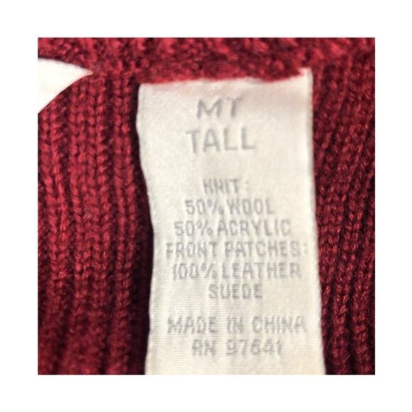 J. Jill Rustic Red Crochet Wool & Suede Patchwork Long Cardigan Sweater Jacket - Picture 12 of 16